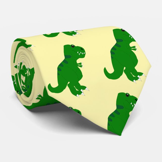 T-Rex Dinosaur Design Tie (Rolled)