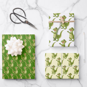 T-Rex Dinosaur Design Wrapping Paper Sheets