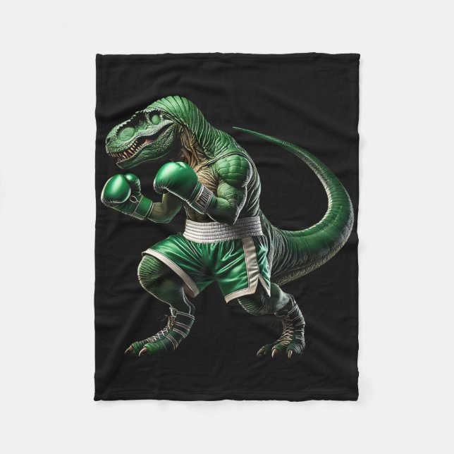 T-rex Dinosaur Doing Boxing Boxer Martial Art  Fleece Blanket (Front)