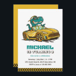 T-Rex Dinosaur Drive Yellow Car Kids Boys Birthday Invitation<br><div class="desc">Cute design for kids,  boys or girls who love sports car,  race car,  racing games,  dinosaur and T-rex. Perfect for race car theme birthday party. You can customise the wording to fit other occasions.</div>