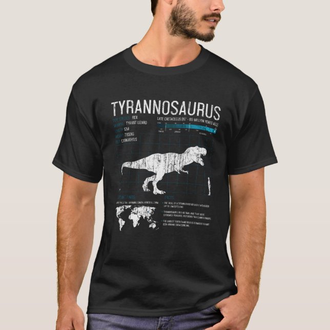 T Rex Dinosaur Facts Tyrannosaurus Palaeontology T-Shirt (Front)