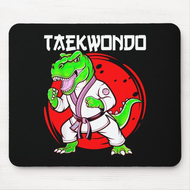 T-Rex Dinosaur Fighter Taekwondo Mouse Pad (Front)