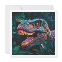 T Rex Dinosaur Flat Greeting Card