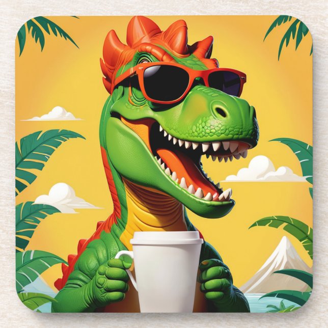 T-Rex Dinosaur Funny  Coaster (Front)