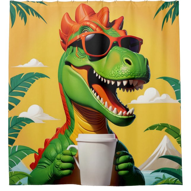 T-Rex Dinosaur Funny  Shower Curtain (Front)