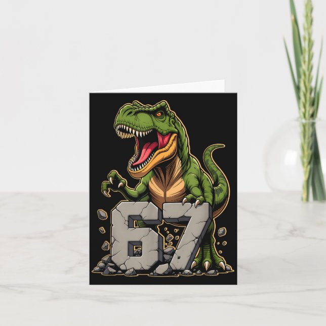 T-rex Dinosaur Funny Six Seven Meme Cool Tyrannosa Card (Front)