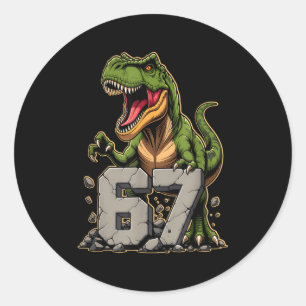 T-rex Dinosaur Funny Six Seven Meme Cool Tyrannosa Classic Round Sticker