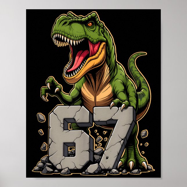 T-rex Dinosaur Funny Six Seven Meme Cool Tyrannosa Poster (Front)