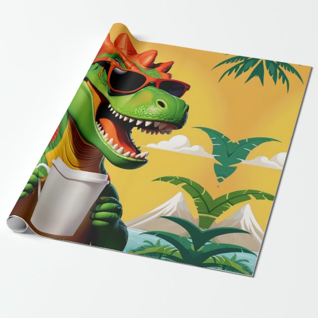 T-Rex Dinosaur Funny  Wrapping Paper (Unrolled)