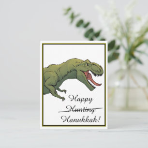 T-Rex Dinosaur Hanukkah Greeting Card Postcard