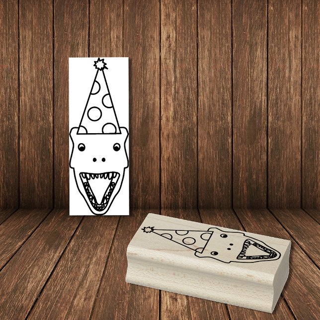 T-Rex Dinosaur Head Birthday Party Rubber Stamp (Creator Uploaded)