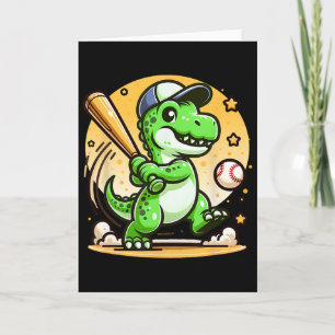 T-rex Dinosaur Hitting Sell Softll Player Boys Gir Card