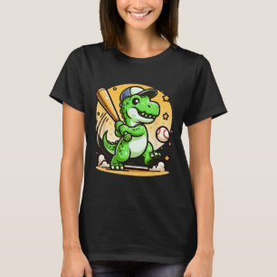 T-rex Dinosaur Hitting Sell Softll Player Boys Gir T-Shirt