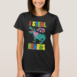 T Rex Dinosaur I Steal Hearts Easter Egg Easter Da T-Shirt