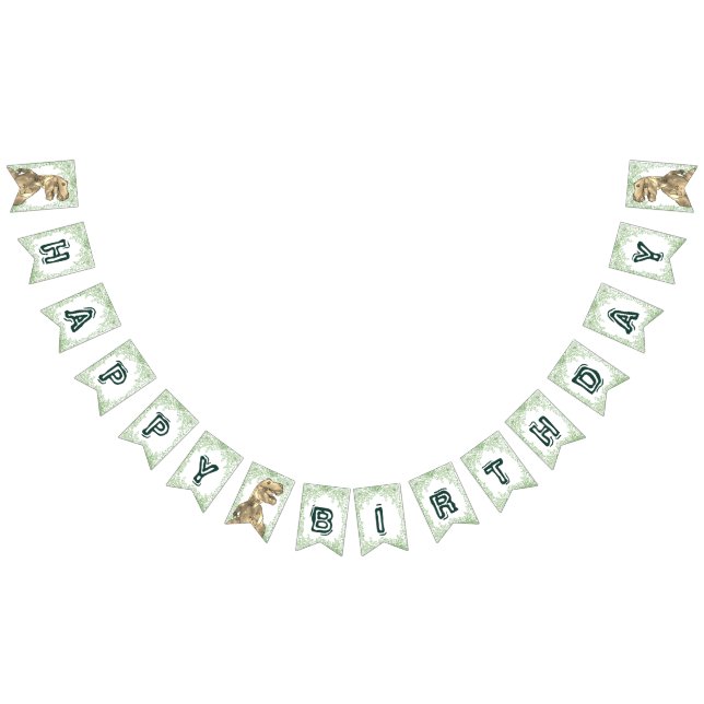 T-Rex Dinosaur Jungle Happy Birthday Bunting (All)