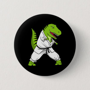 T-rex Dinosaur Karate Kickboxing Martial Arts Jiu- 6 Cm Round Badge