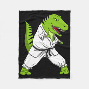 T-rex Dinosaur Karate Kickboxing Martial Arts Jiu- Fleece Blanket