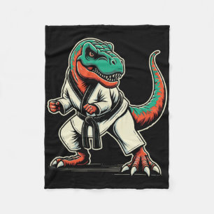 T-rex Dinosaur Karate Taekwondo Martial Arts  Fleece Blanket
