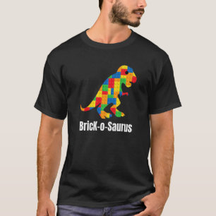 T Rex Dinosaur Kids Brick Builder Building Block S T-Shirt