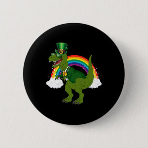 T-rex Dinosaur Leprechaun Rainbow St Patricks Day 6 Cm Round Badge