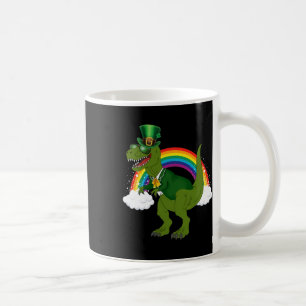 T-rex Dinosaur Leprechaun Rainbow St Patricks Day Coffee Mug