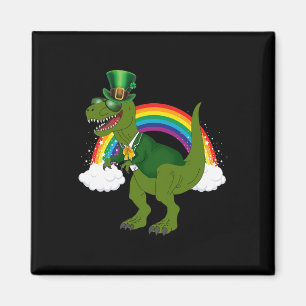 T-rex Dinosaur Leprechaun Rainbow St Patricks Day  Magnet
