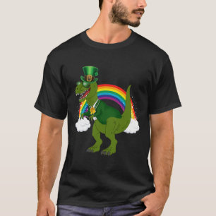 T-rex Dinosaur Leprechaun Rainbow St Patricks Day T-Shirt