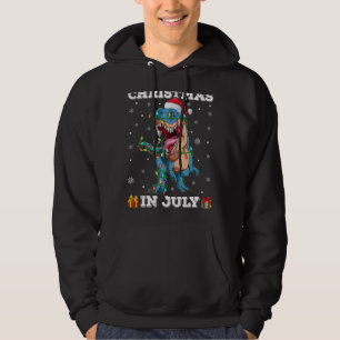 T Rex Dinosaur Lights Santa Dinosaur Christmas In Hoodie