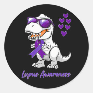T-rex Dinosaur Lupus Awareness Day Dino Toddlers Classic Round Sticker