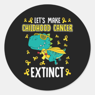 T-rex Dinosaur Make Childhood Cancer Extinct Fun A Classic Round Sticker