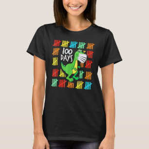 T-Rex Dinosaur Mask Funny 100 Days Of School Teach T-Shirt