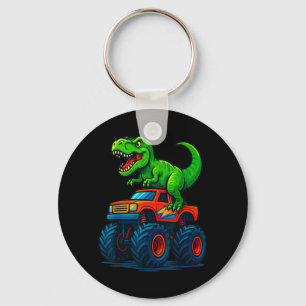 T-Rex Dinosaur Monster Truck Boys Birthday School Key Ring