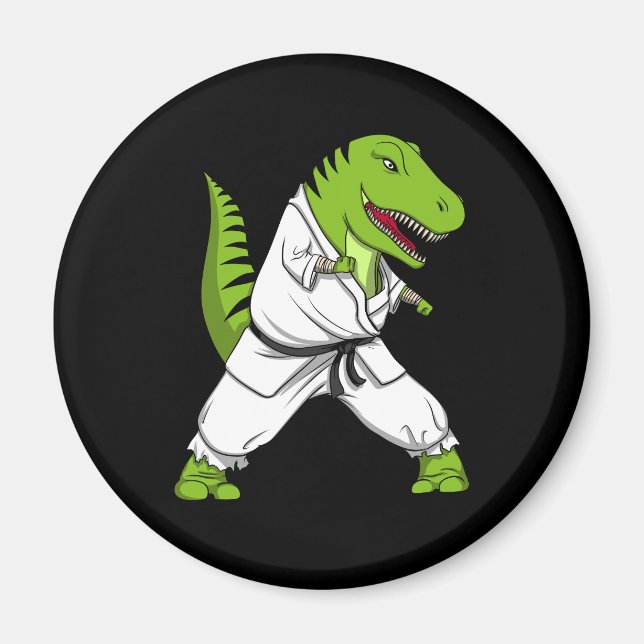 T-Rex Dinosaur Ninja Martial Arts Karate Magnet (Front)