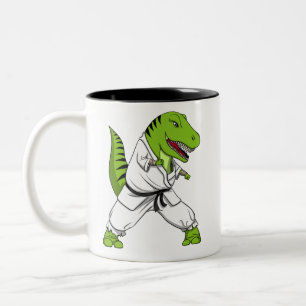 T-Rex Dinosaur Ninja Martial Arts Karate Two-Tone Coffee Mug