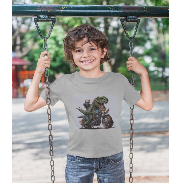 T Rex Dinosaur on a Motorcycle Toddler T-Shirt (Creator Uploaded)