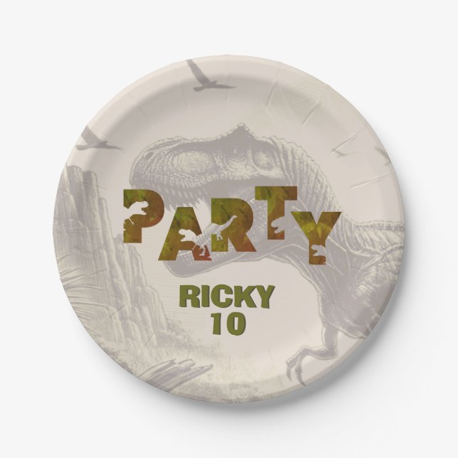 T-rex Dinosaur  Paper Plate (Front)