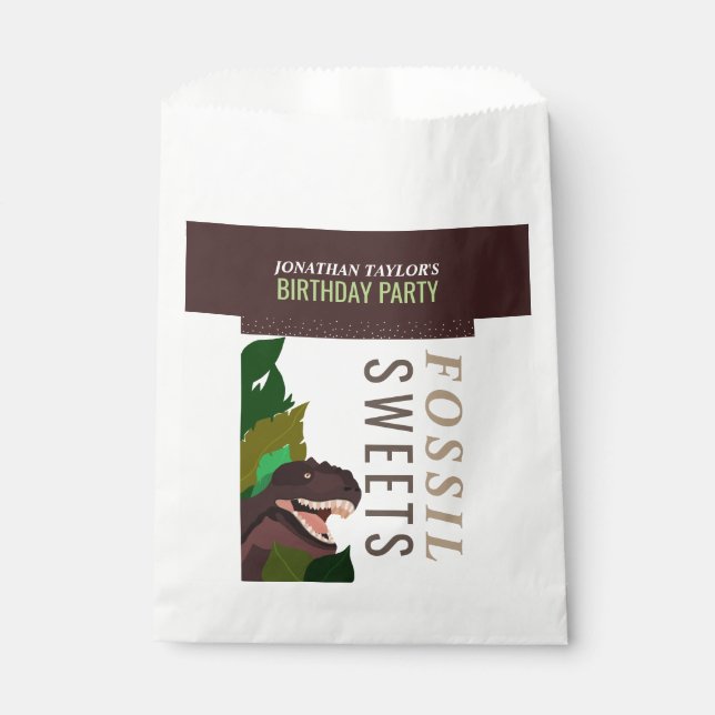 T Rex Dinosaur Party Children's Birthday Favour Bag (Front)