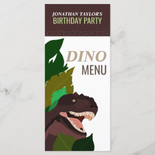 T Rex Dinosaur Party Children's Birthday Menu