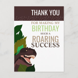 T Rex Dinosaur Party Children's Birthday Thank You Postcard