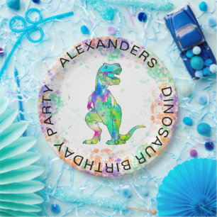 T Rex Dinosaur Personalised Kids Birthday Party Paper Plate