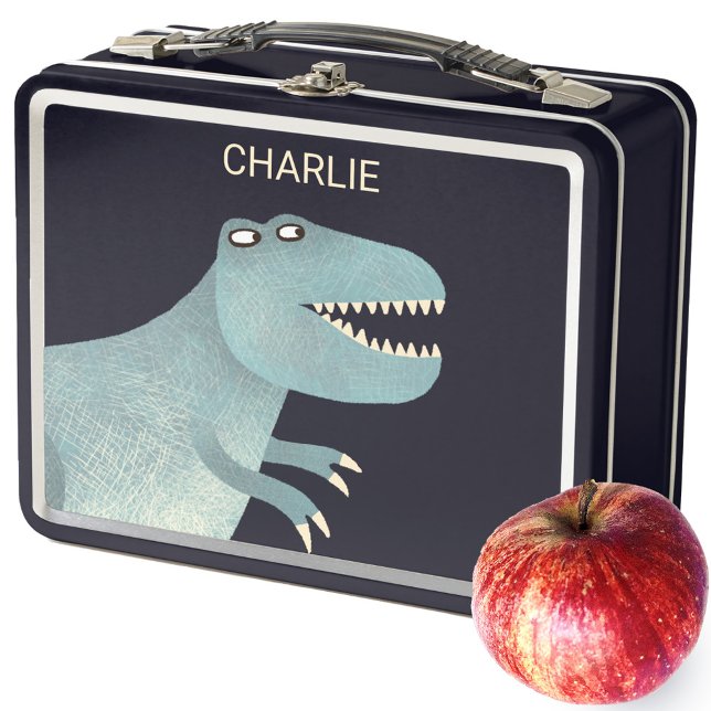 T-Rex Dinosaur Personalised Metal Lunch Box (Tyrannosaurus Rex dinosaur personalized name metal lunch box)