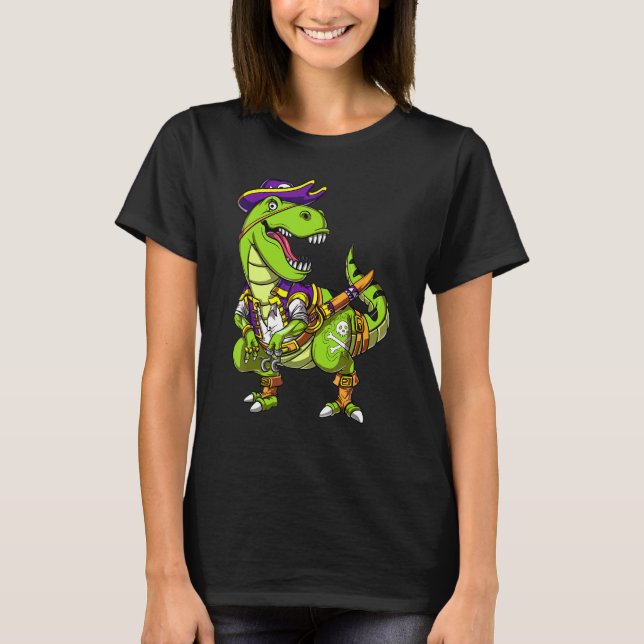T Rex Dinosaur Pirate Captain Sailor Fantasy Boys  T-Shirt (Front)