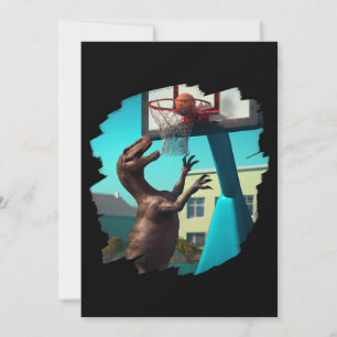 T Rex Dinosaur Playing Basketball Funny Dinosaur B Invitation