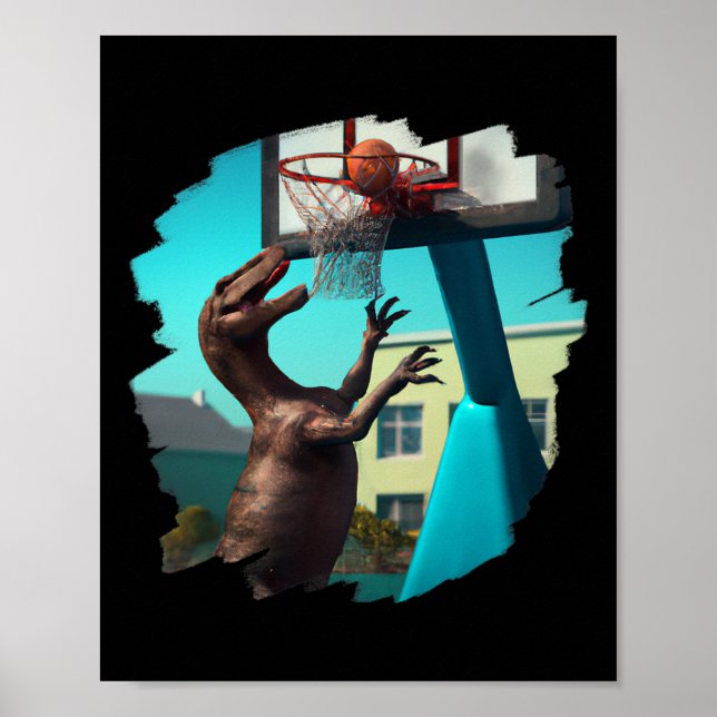 T Rex Dinosaur Playing Sketll Fun Dinosaur Sketll  Poster (Front)