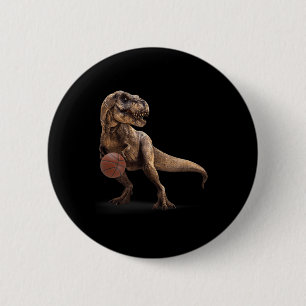 T Rex Dinosaur Playing Sketll Funny Dinosaur Hoops 6 Cm Round Badge