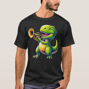 T-Rex Dinosaur Playing Trumpet Musician Music T-Shirt