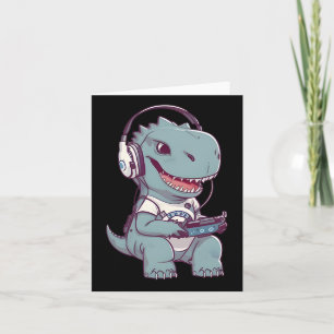 T. Rex-dinosaur Playing Video Game Gaming Gamer Pl Card