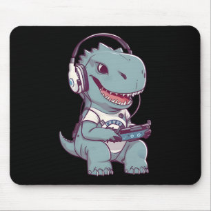 T. Rex-dinosaur Playing Video Game Gaming Gamer Pl Mouse Pad