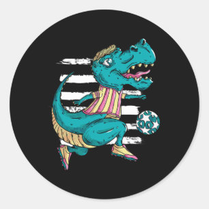 T-rex Dinosaur Plays Soccer - Trex Design  Classic Round Sticker
