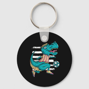 T-rex Dinosaur Plays Soccer - Trex Design Key Ring